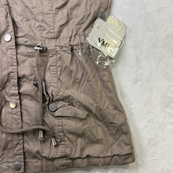 YMI Utility Hooded Anorak Vest Cinder Brown Zip Drawstring NWT Size XL/EG - Picture 5 of 9